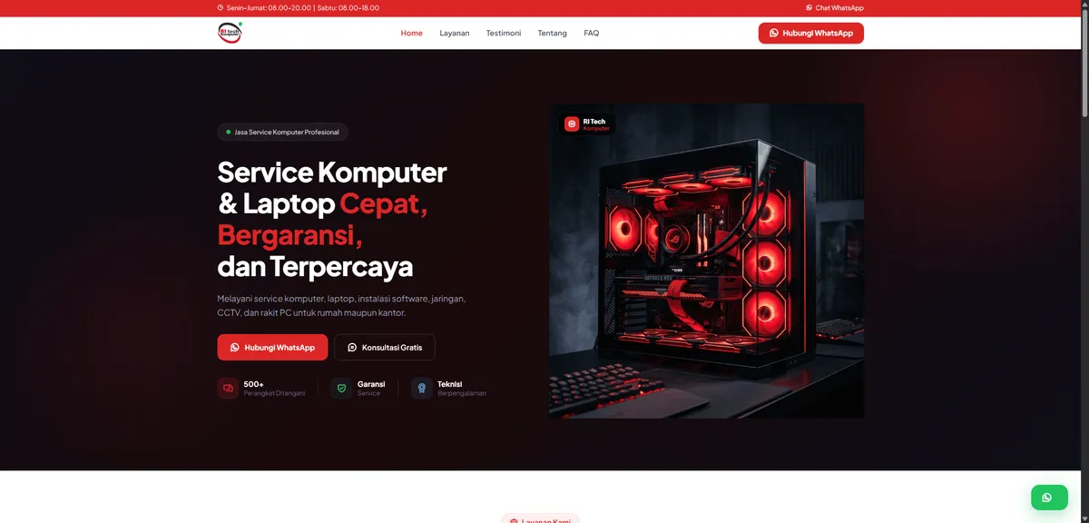 Screenshot website RI Tech Komputer